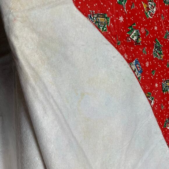 Vintage Vinyl Holiday Christmas Winter Tablecloth Oblong 53 x 68" Flannel Back - Picture 6 of 9